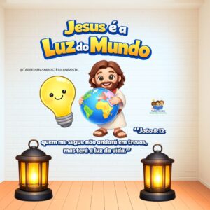 Cenário painel Jesus é a luz do Mundo-ministério infantil