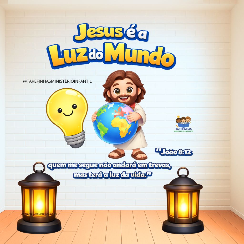 Cenário painel Jesus é a luz do Mundo-ministério infantil