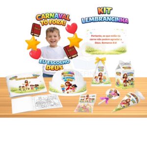 Kit Lembrancinhas Carnaval Tô Fora! Eu Escolho Deus