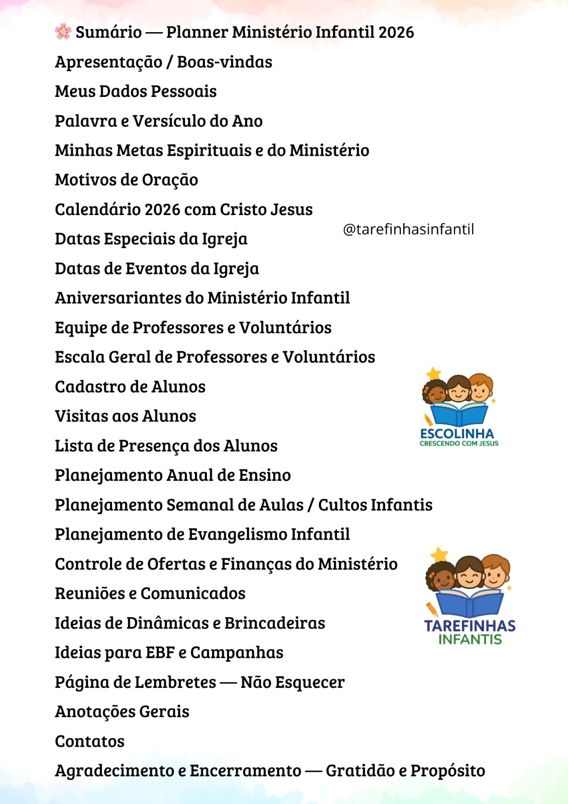 Agenda Planner 2026 Ministério Infantil - Imagem 2
