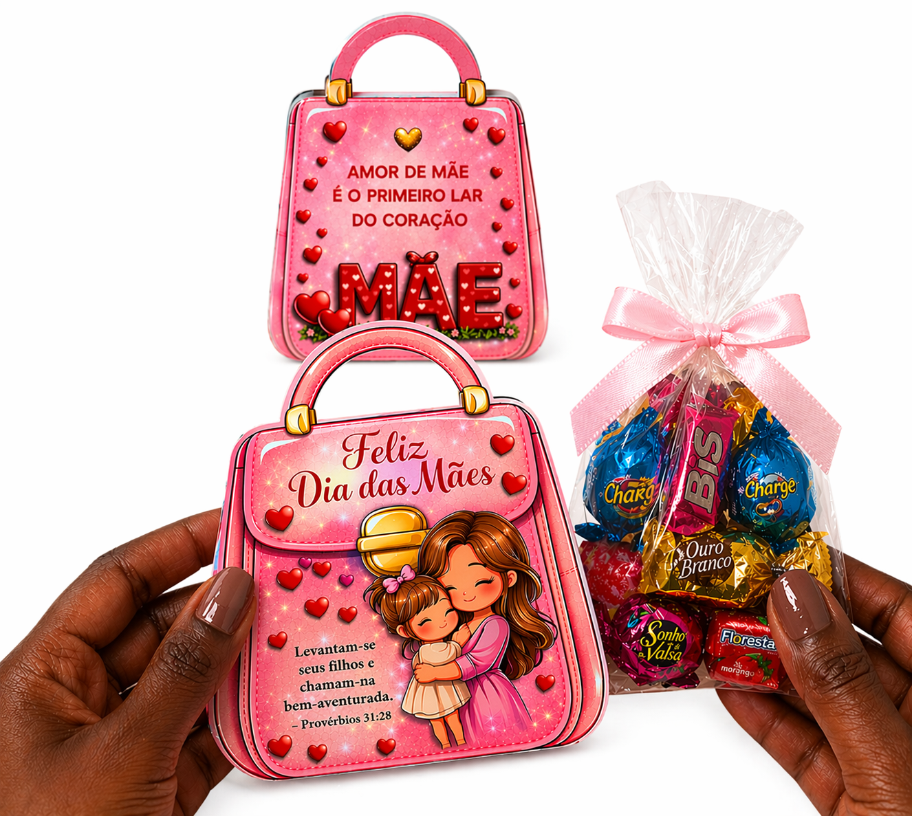 Bolsinha porta doces variados dia das mães