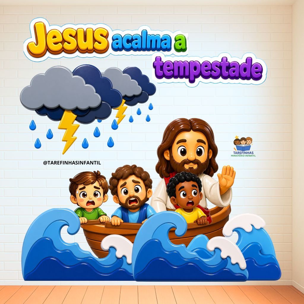 Cenário Painel digital Jesus Acalma a tempestade