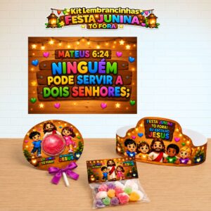Kit Lembrancinha Festa Junina tô fora Eu escolho Jesus