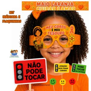 Kit Maio Laranja Mascara e Plaquinhas