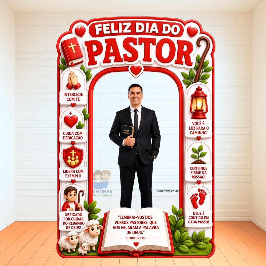 PAINEL TOTEM DIGITAL VERMELHO – FELIZ DIA DO PASTOR