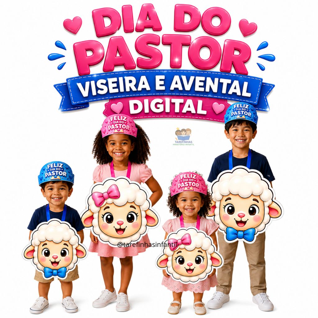 Avental + Viseira Ovelinha Dia do Pastor 