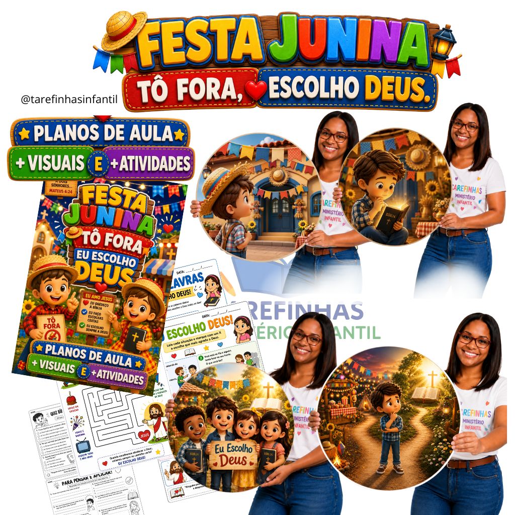 FESTA JUNINA TÔ FORA — EU ESCOLHO DEUS plano de aula+ visuais e atividades