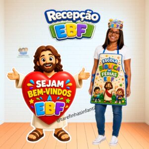 Recepção EBF Avental viseira e totem Jesus Grandão