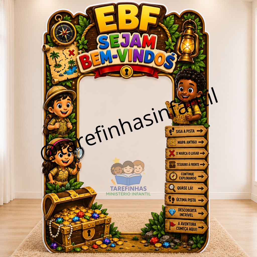 Totem para Foto – Bem-vindos à EBF | Tema Caça ao Tesouro