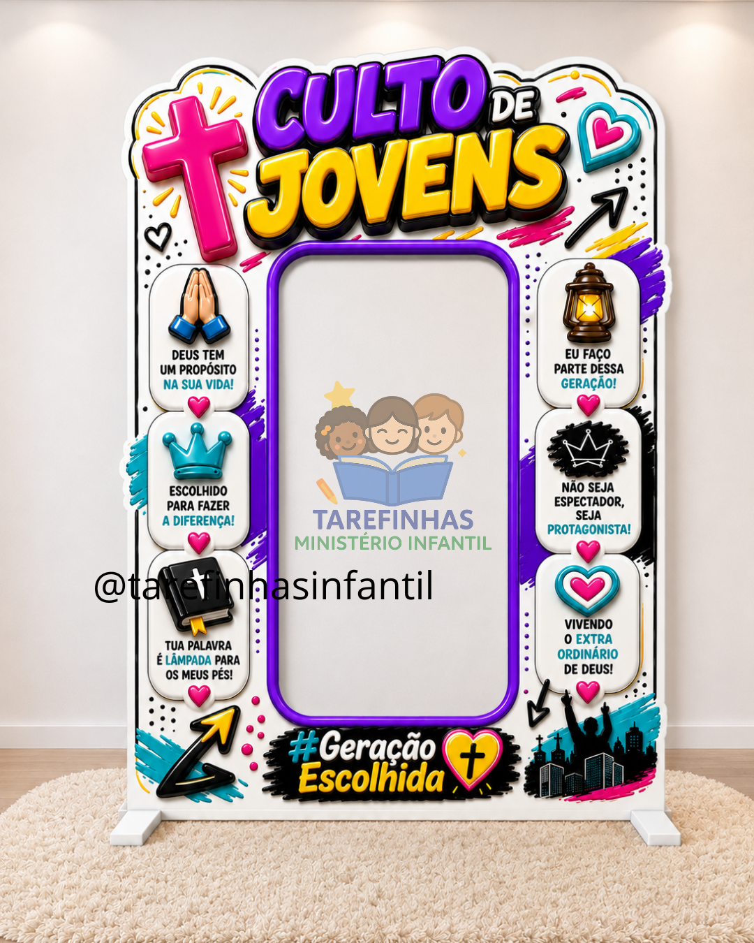Totem Display para Fotos – Culto de Jovens